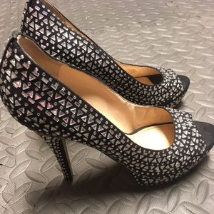 Enzo Angiolini Crystal Studded Platform Pumps